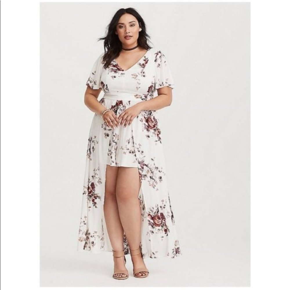 Torrid Maxi Skirt Romper Ivory Floral 14 NWT - Picture 1 of 7